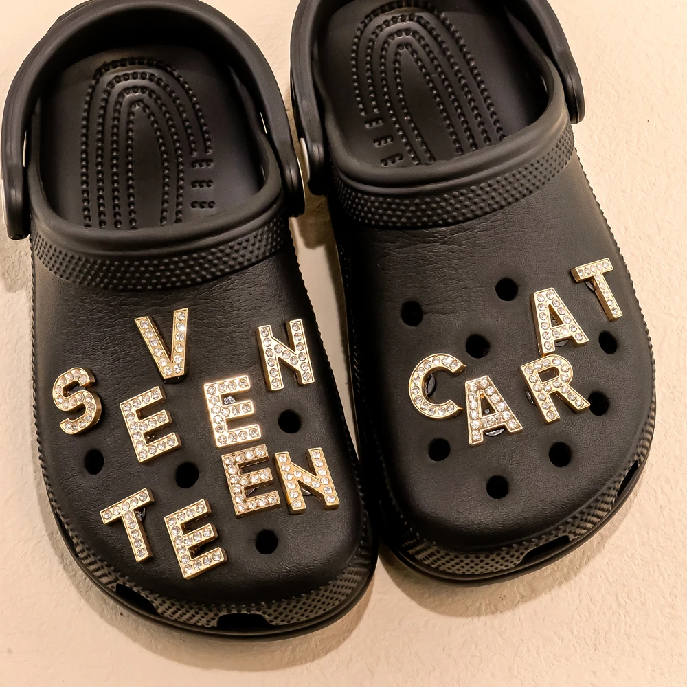 1pcs Letters Luxury Shoe Charms Alphabet Shoe Decorations Pins for Sandals Women Girls Gifts Bling Accessories