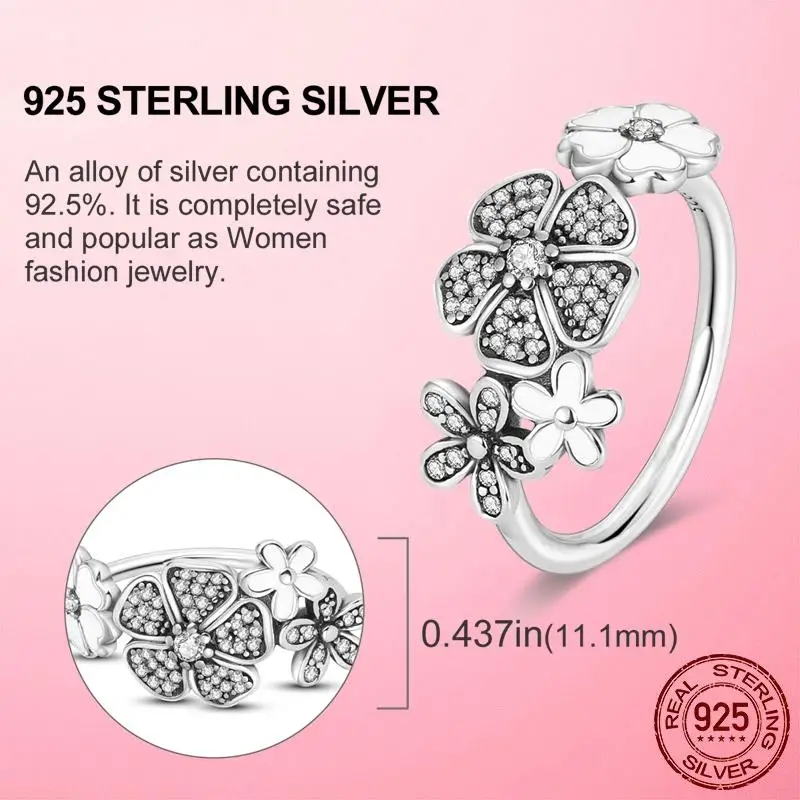 Silver Heart Ring Silver Rings Silver Ring Wedding Rings 925 Sterling Silver Triple Stackable Heart Zircon Finger Ring for Women Engagement Bride Gift Fine Jewelry