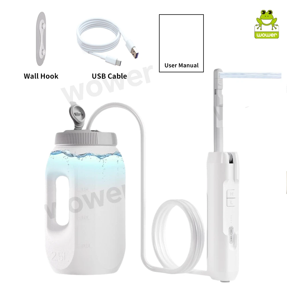 เครื่องฉีดชำระแบบพกพา 2.5 ลิตร หัวฉีดยาวพิเศษ ชาร์จไฟได้ สำหรับสุขอนามัยส่วนบุคคล การเดินทาง อาบน้ำในแคมป์ปิ้ง 1