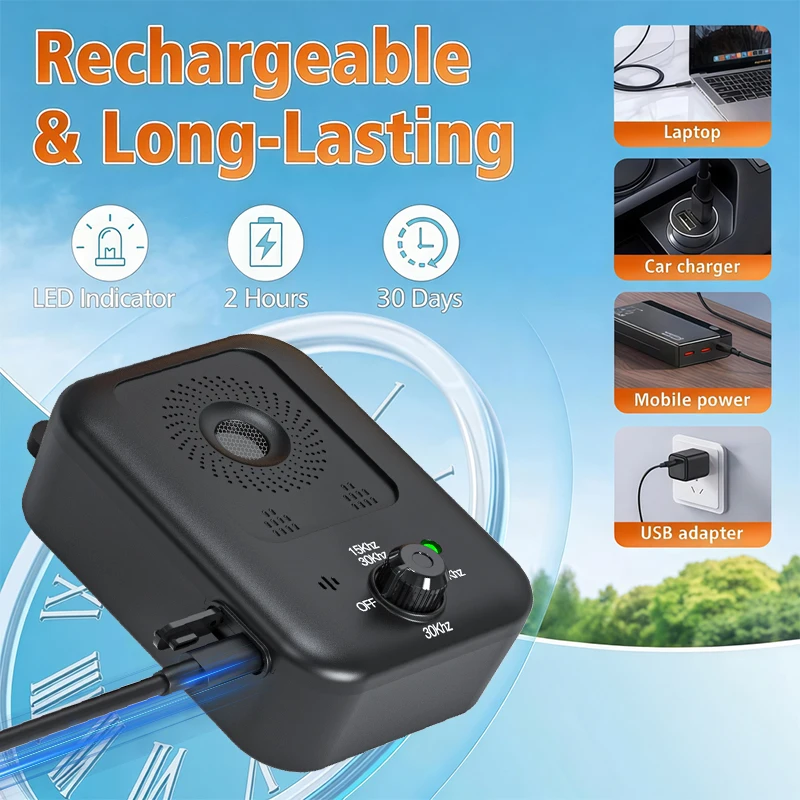 Dog Repeller Portable Ultrasonic 25kHz Frequency 1500mAh Rechargeable Battery