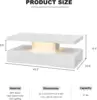 LED High Glossy Coffee Table Modern Coffee Table for Living Room 2 Tiers Rectangle Design Coffee Table with 16 Colors LED Lights 2