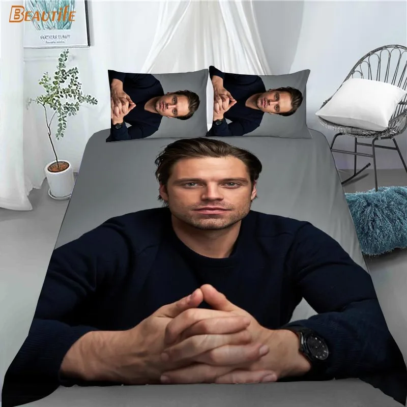 

Family Boy Kid Set Duvet Cover Set Star Sebastian Stan 1 Duvet Cover 2 Pillowcases Polyester Fabric Bedding Set 10-27