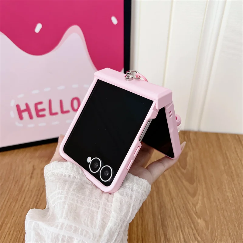 Charming Macaron Solid Color Phone Case with Hinge Ring and Love Charm