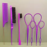Ensemble de boucles de coiffure pour tout-petits, Topsy Rat Pony Tail Edge Peigne, Outils, Brosse à bord tressé, Accessoires de coiffure pour enfants, Femmes, Bol 3