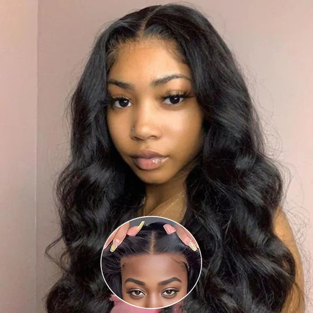 Perruque sans colle prête à porter avec closure en dentelle 5x5, perruques en cheveux humains 6x4 pré-coupées, perruque sans colle ondulée pour femmes, cheveux Remy 1