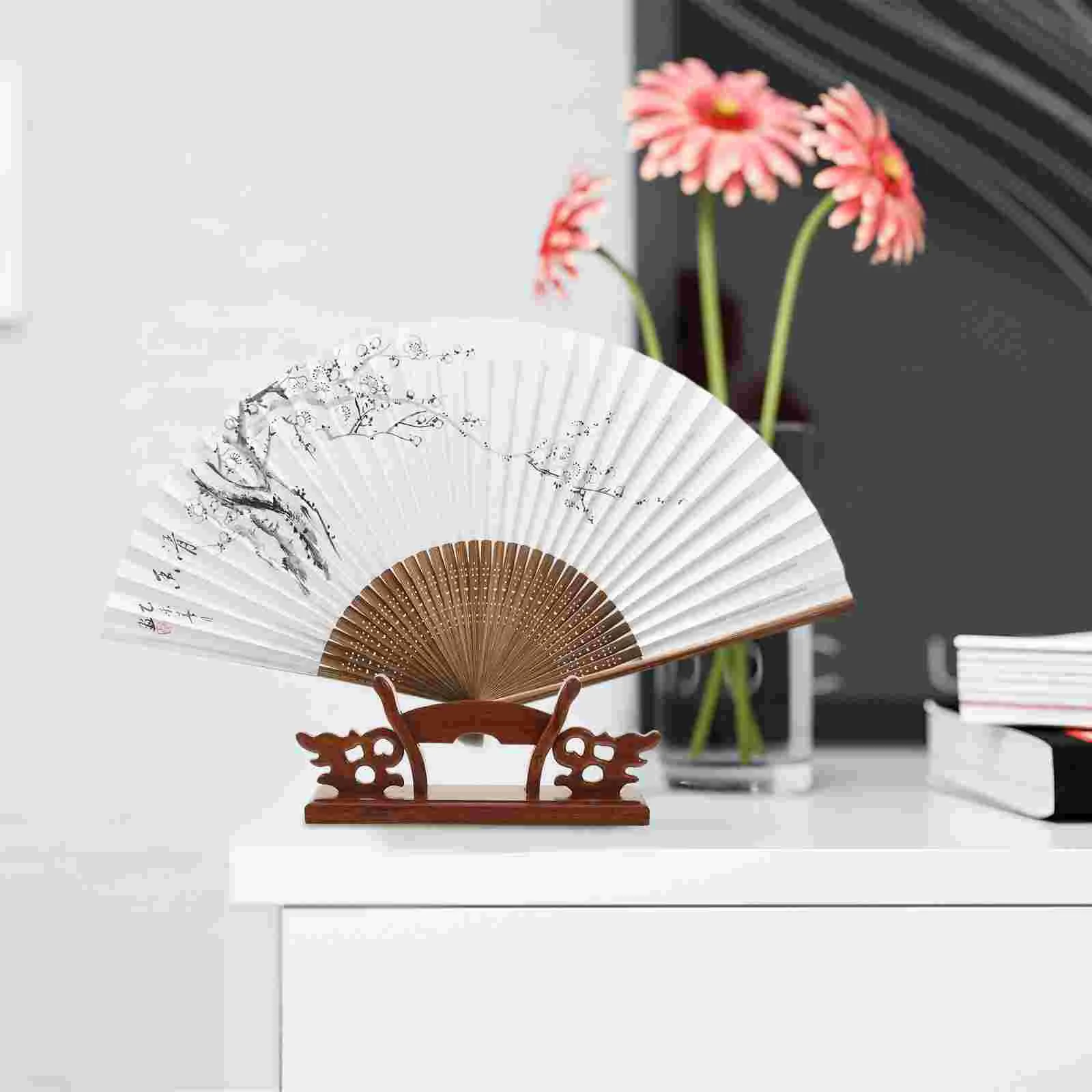 

Folding Fan Display Stand Chinese Hand Fan Holder Wooden Japanese Fan Display Base Vintage Handy Fan Stand Exhibition