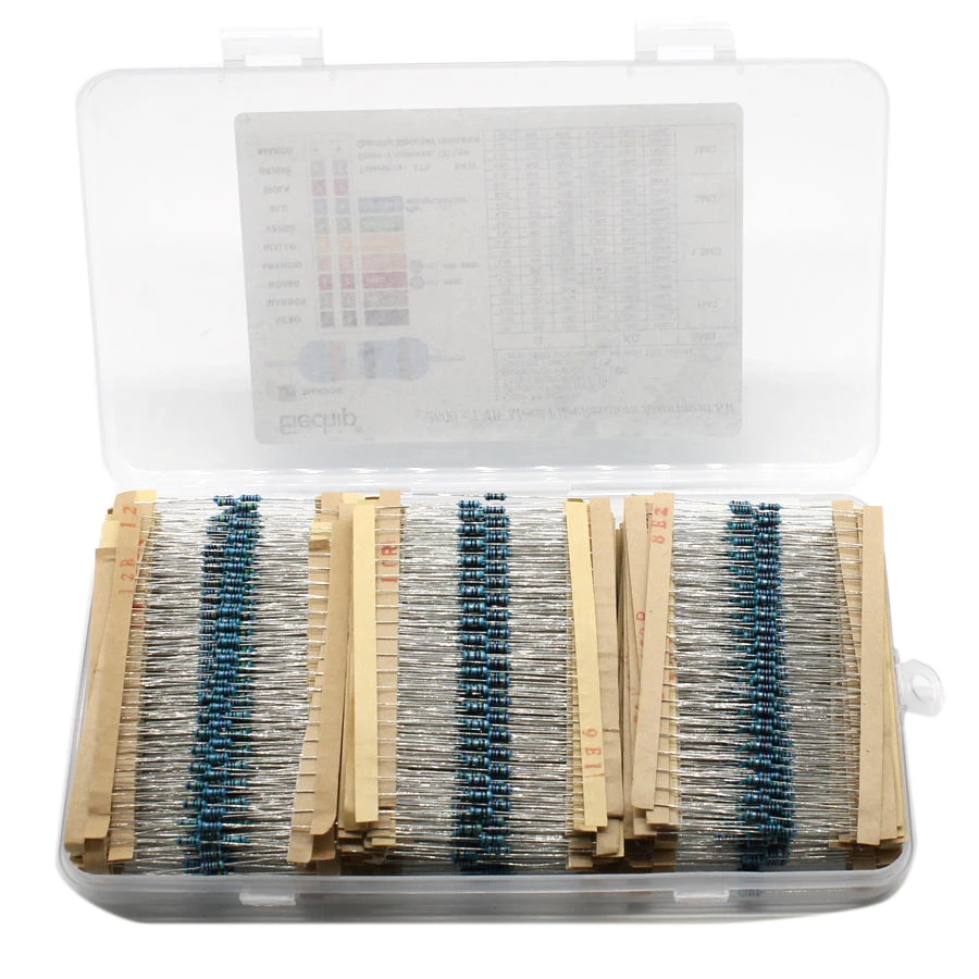 

2600 шт., 130 значений, 1 Ом-ком, 1/4 Вт, Металлические пленочные резисторы, фотоэлемент