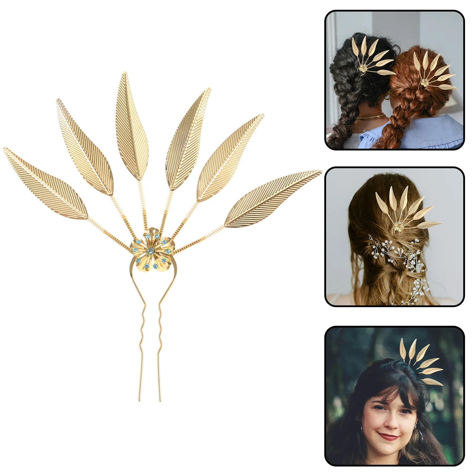 

Hair Modeling Peacock Leaf Hairpin Women's Miss Accessories Zinc Alloy Sticks for Wedding Styling