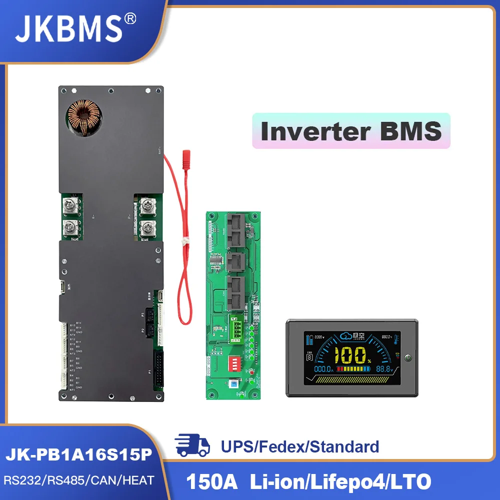 Jkbms Smart Inverter Bms 8S 16S 24V 48V 150A 8S-16S Family Energy Storage Lifepo4/Li-Ion/Lto Per Growatt Deye Etc Inverter