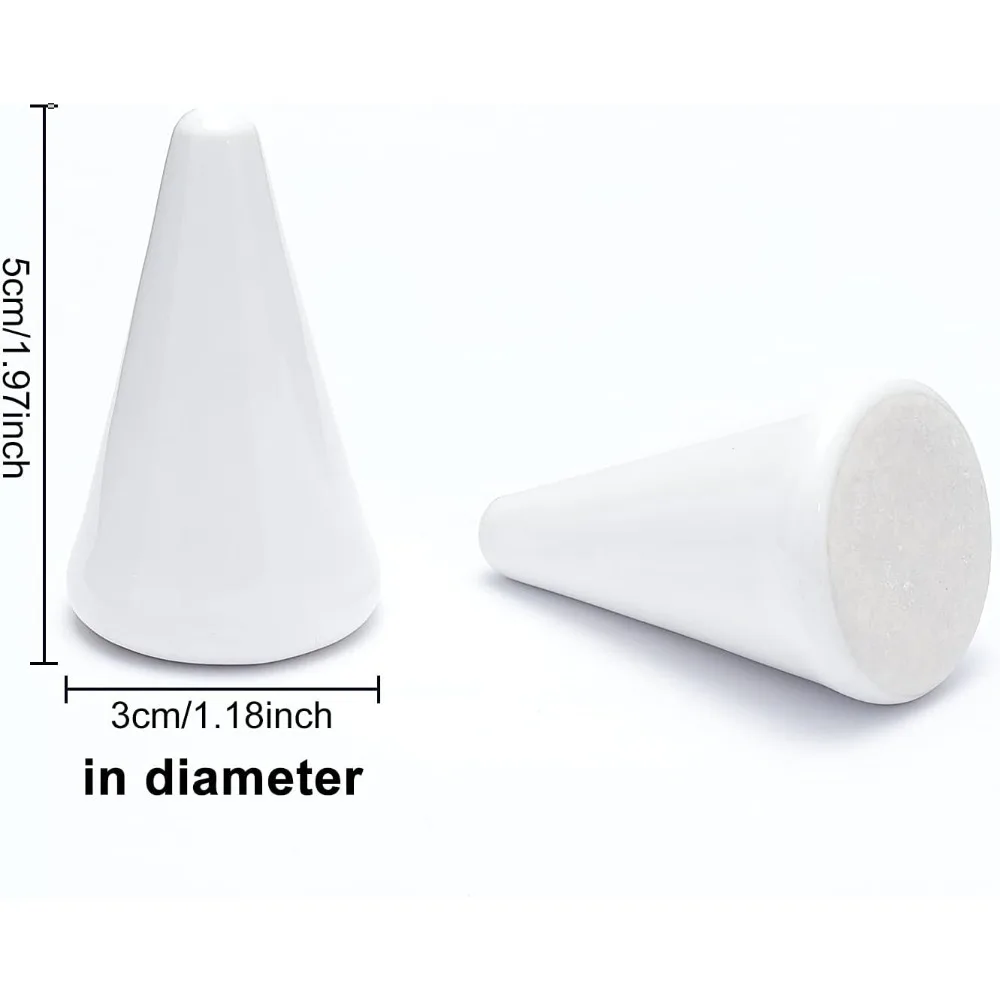 4Pcs Porcelain Ring Holder Tower White Ceramic Cone Shape Display Porcelain Ring Setting for Jewelry Wedding (1"x2"/3x5cm)