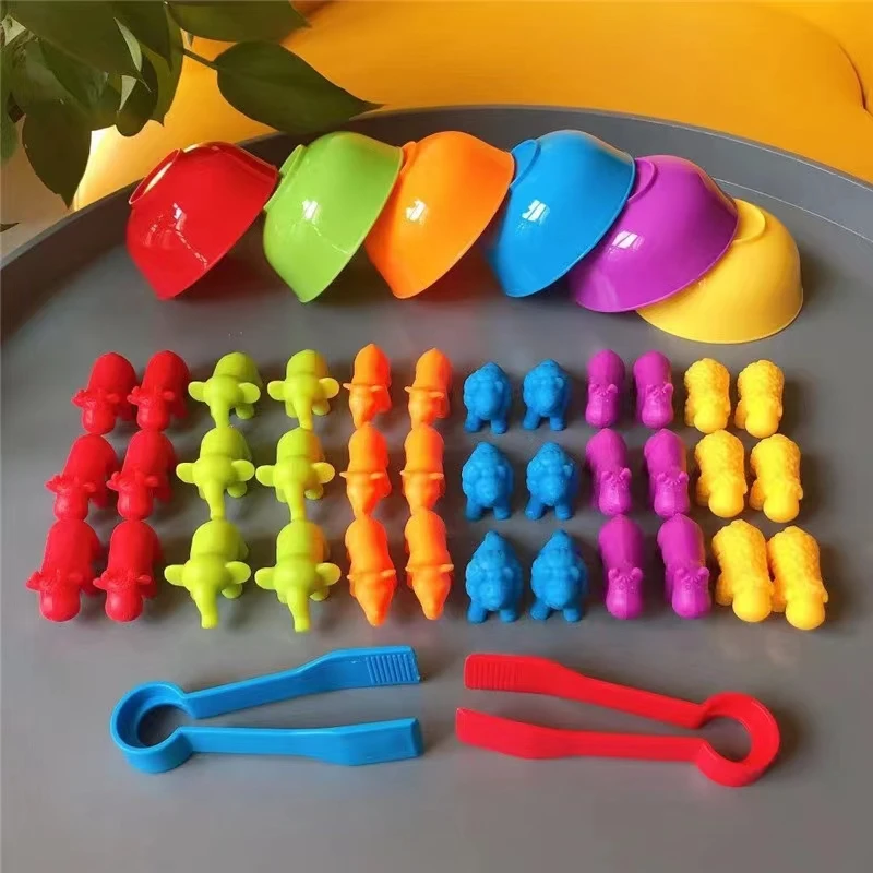 Kid Rainbow Matching Game Animal Cognition Color Sort Fine Motor Training Montessori Practical Sensory Education Puzzle Toy Gift