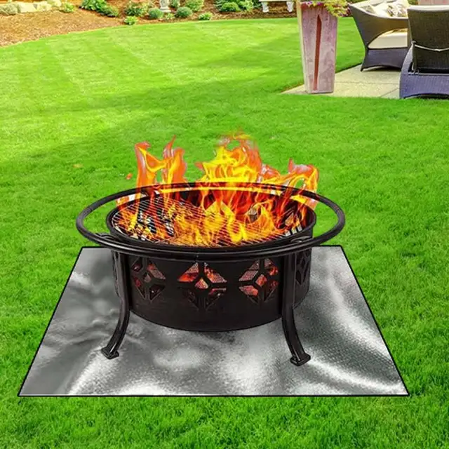 Tűz Pit Szőnyeg Fedélzet Védelmező Tűzszőnyeg Tűzálló Grill Párnák Védő Terasz Fű Újrafelhasználható Bbq Szőnyegek Alatt Grillezés Céljából - Image 5