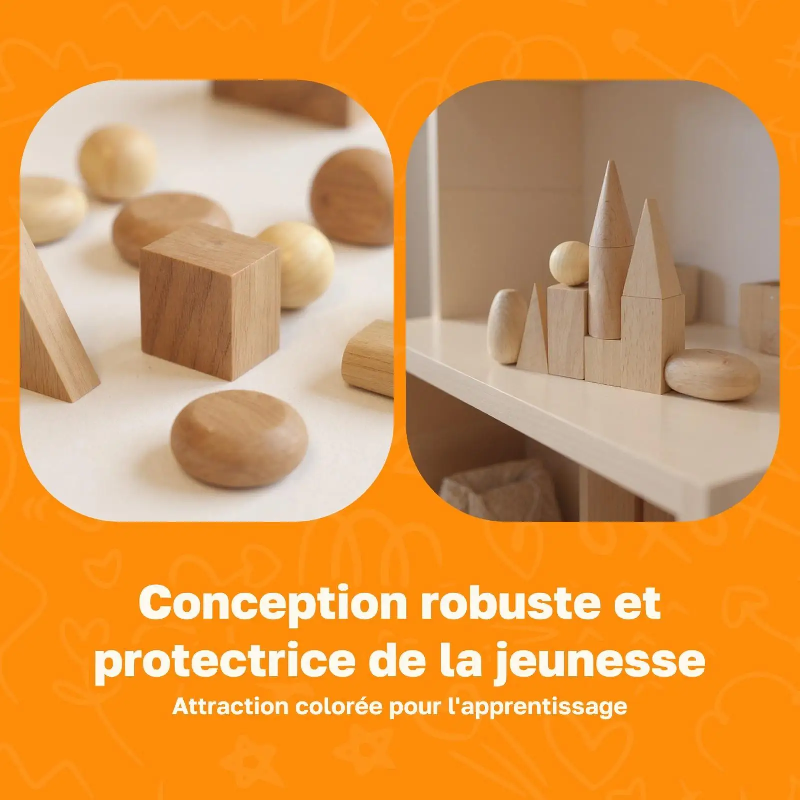 Wooden 3D Shapes Geometric Solid Blocks Preschool Learning , Set of 10 Wooden 3D Shapes Geometric Solid Blocks Preschool Learning , Set of 10