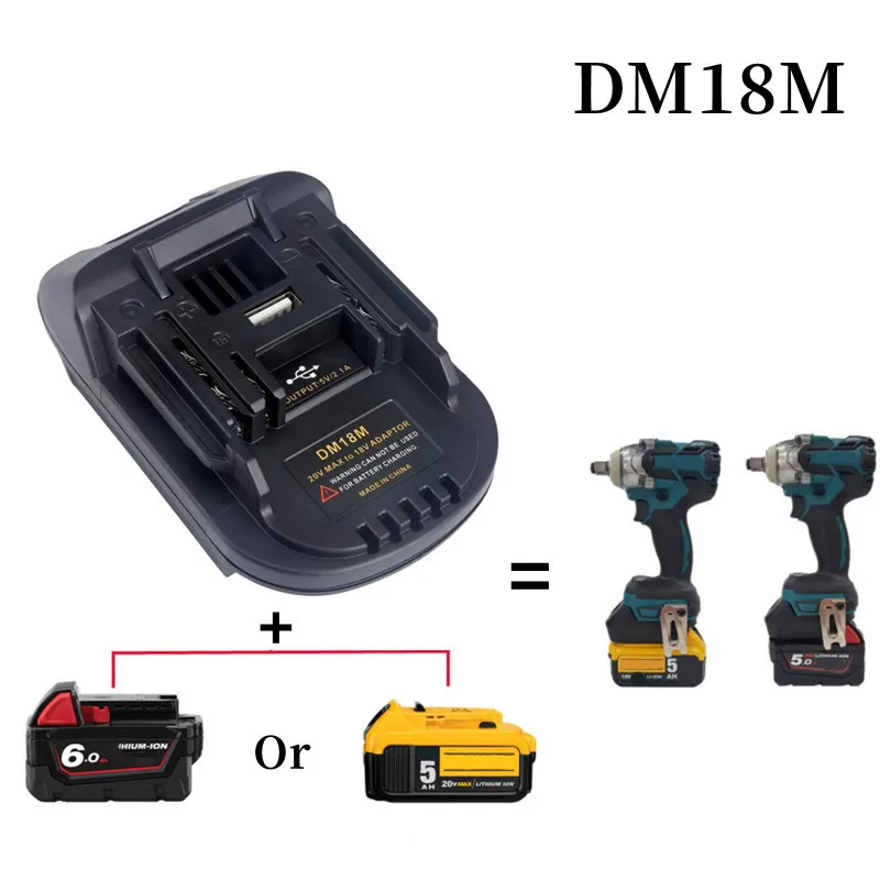 DM18M For Milwaukee Dewalt To for Makita 18V BL1830 BL1850 Power Tool Accessories DM18M Battery Adapter Converter