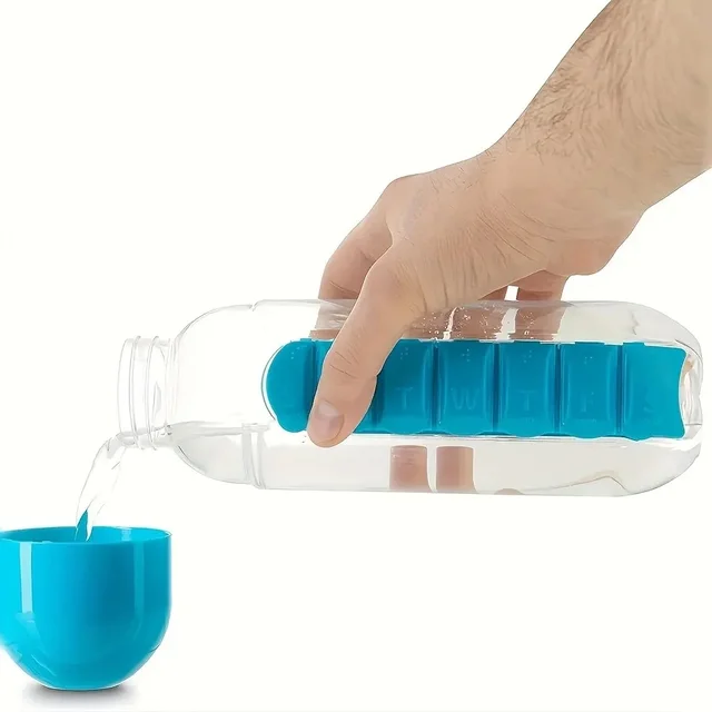 Multi functional 2-in-1 water cup medicine box, 7-day medicine box, outdoor portable water bottle medicine box cup 4