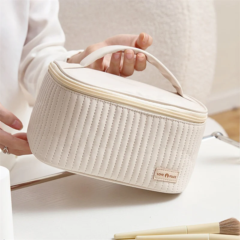 

Женская дорожная сумка для макияжа, милые Чехлы для туалетных принадлежностей, портативный однотонный органайзер для косметики, Несессер из искусственной кожи