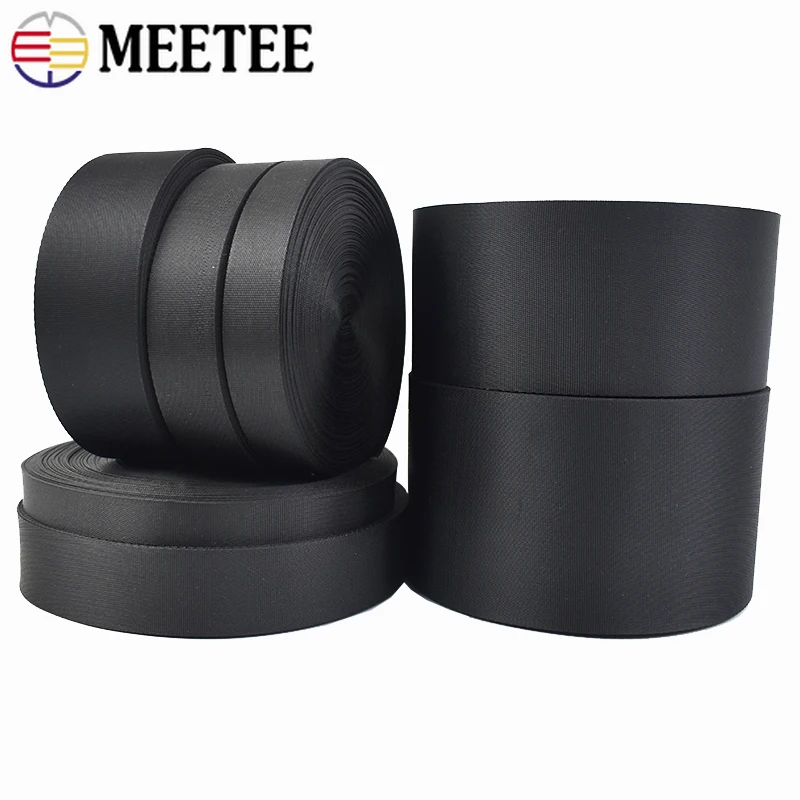 Meetee 두꺼운 블랙 나일론 웨빙 백, 어깨 스트랩 테이프, 애완 동물 칼라, 바느질 바이어스 의류, 슬링 리본 소재, 5M, 10-100mm, 0.7mm