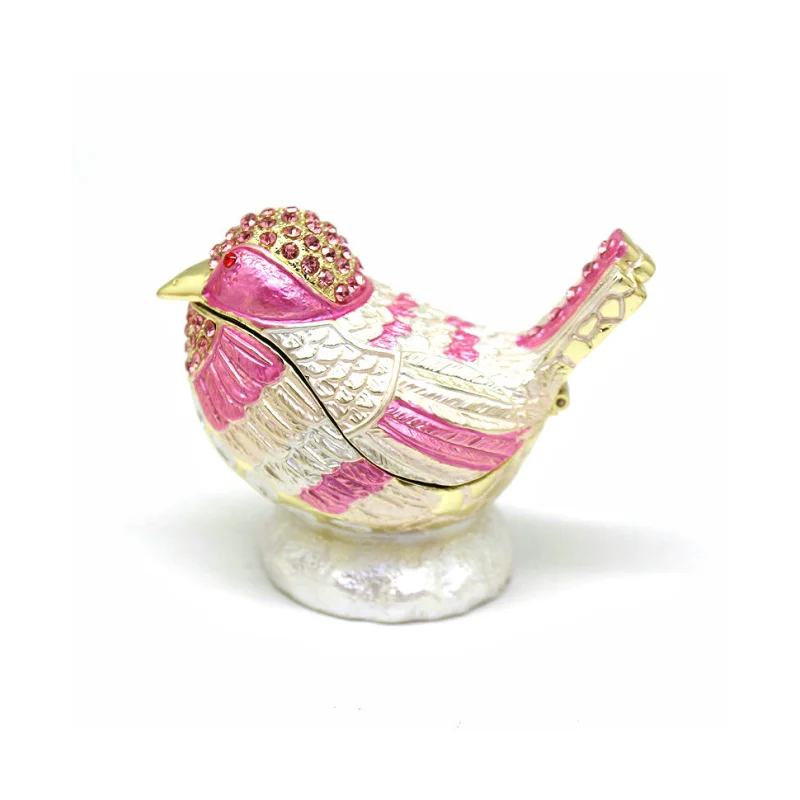 Shinnygifts Metal Statue Bird On Nest Gingillo Portagioie Scatola Portagioie Vintage Smaltata Per Uccelli