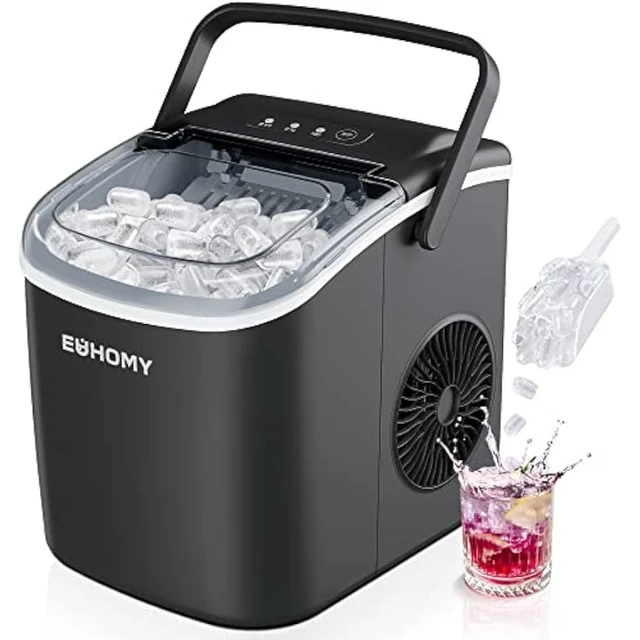 Portable Ice Maker Machine 26Lbs: Self-Cleaning, Scoop & Handle