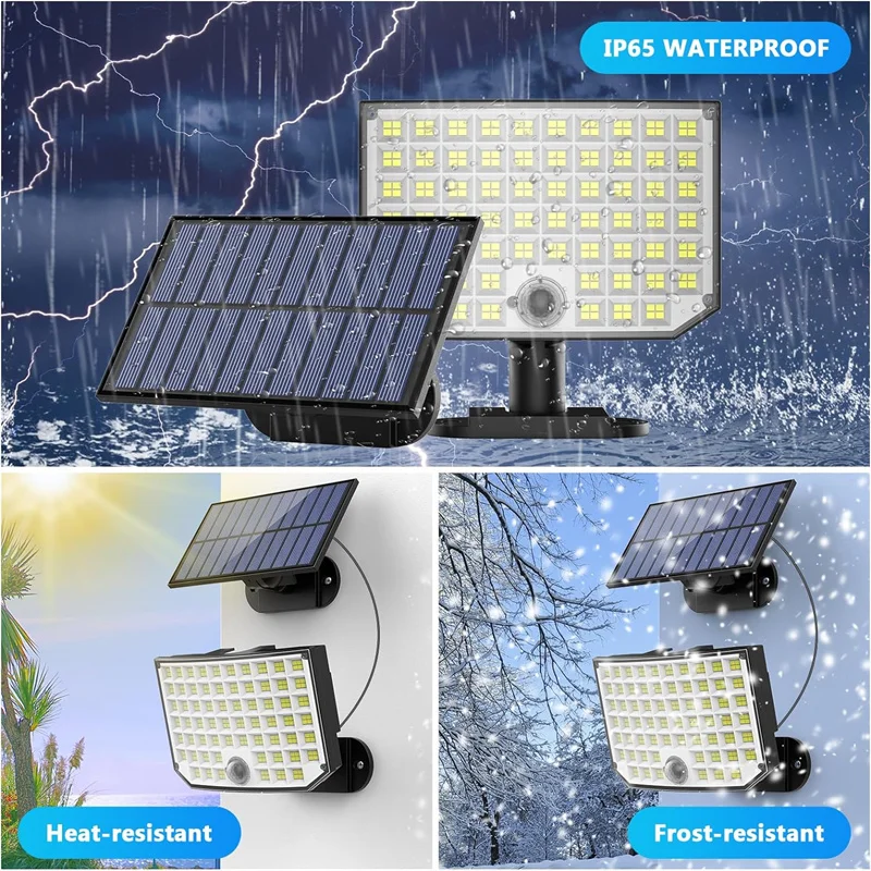 Solar Outdoor Lights, 256 LED Solar Powered Motion Sensor Security Lights with Waterproof 3 Modes Flood Lights for Outside Porch 2