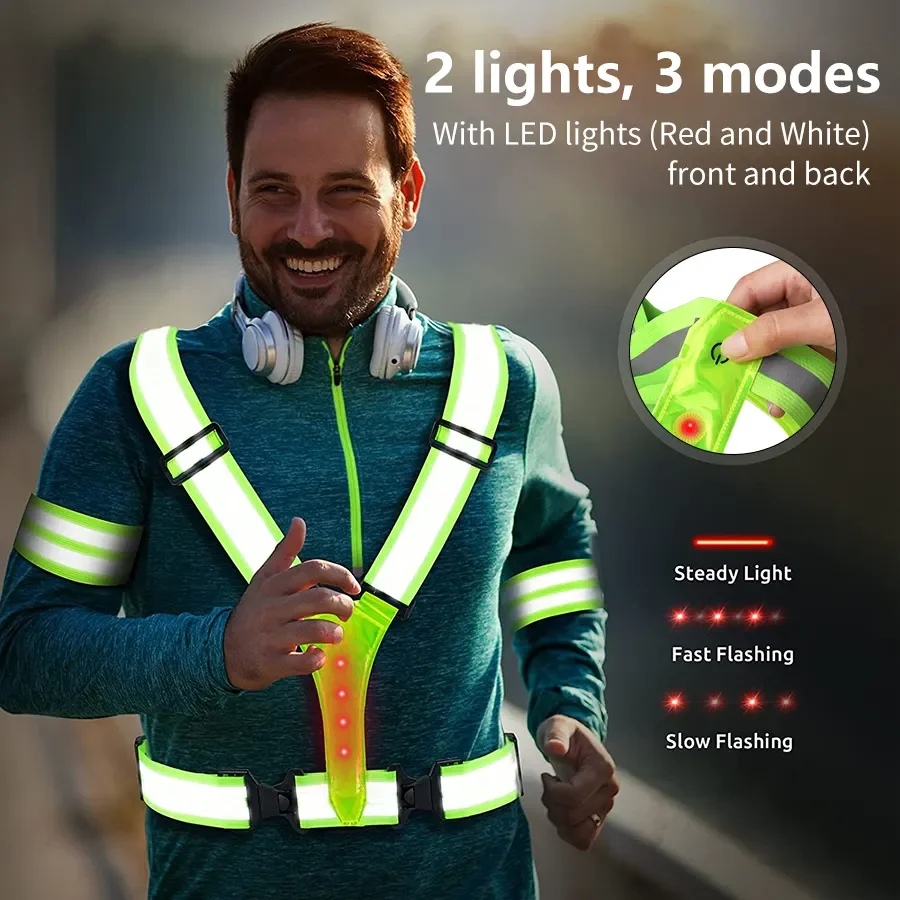 Adjustable Elastic Flashing LED Reflective Vest for Outdoor Sports Cycling Night Running safety vest,reflective safety vest,cycling vest,running hydration vest