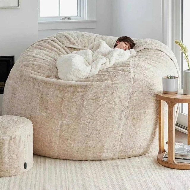 Puff de piel suave y grande para sofá, PUF gigante sin relleno, asiento de  suelo, futón, cómodo, reclinable, envío directo - AliExpress