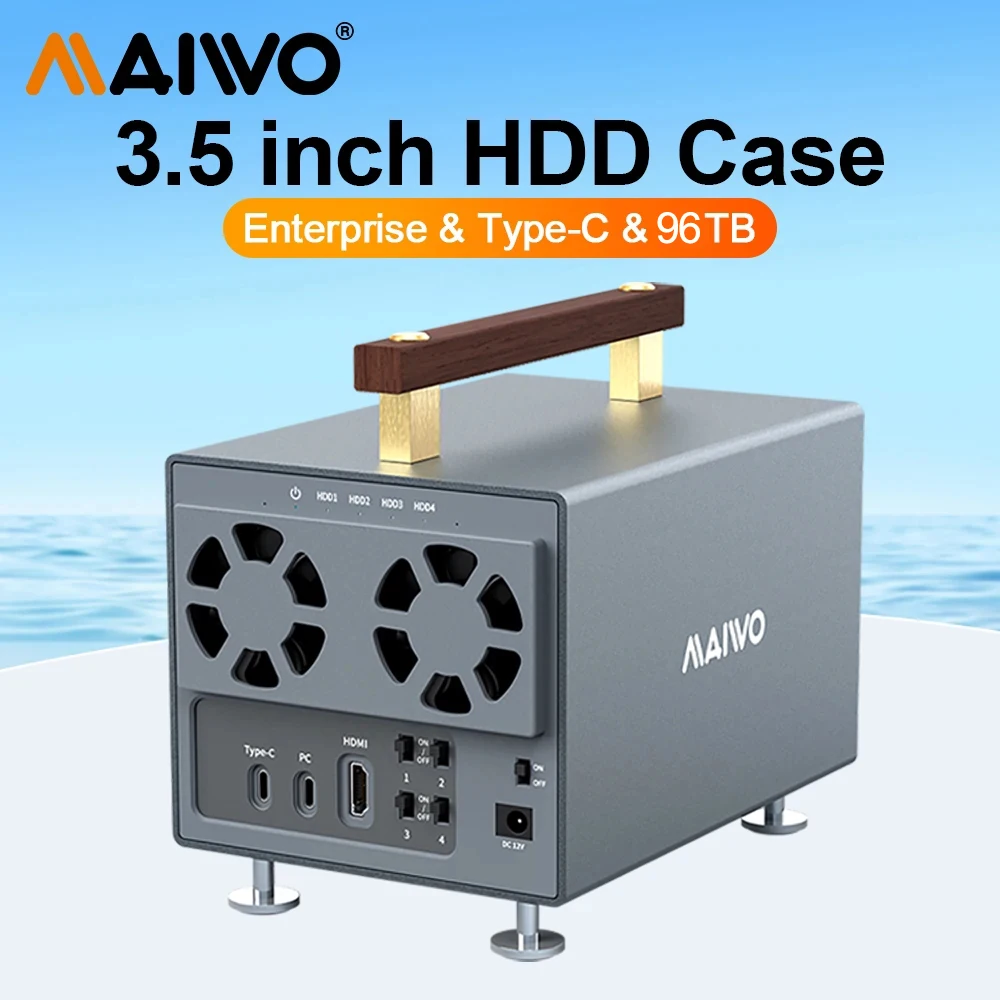 마이워 4베이 하드 드라이브 도킹 스테이션 SATA to Type-C 10Gbps 외장 HDD 도킹 (3.5인치 HDD/SSD 스테이션 지원, 최대 96TB HDD 지원)