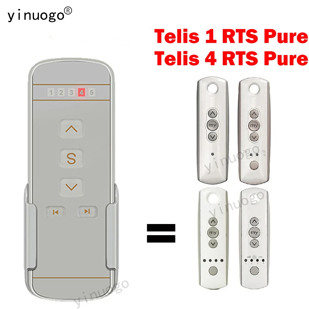 Newest Telis 1 4 RTS Pure Remote Control 433.42mhz TELIS 1 4 Pure Remote Control 5 Channel Replacement universal garage door remote
