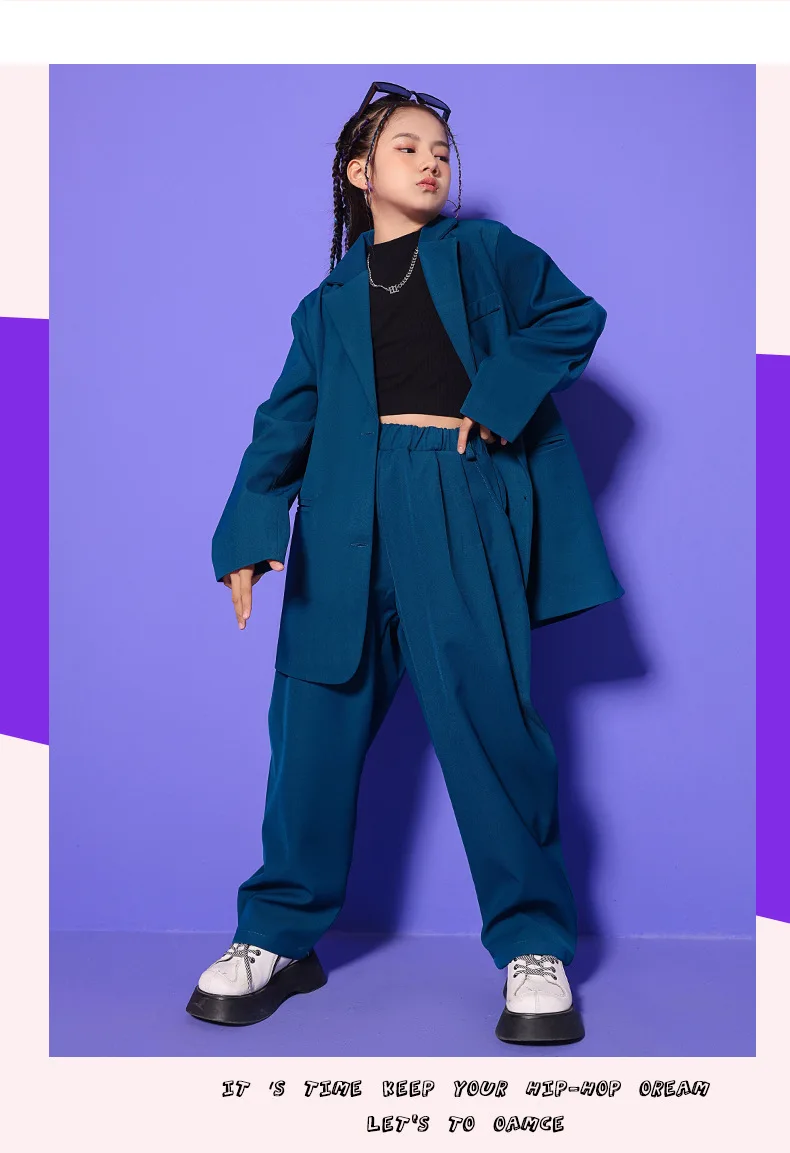 Blazer Suit  Girls Boys Casual Jacket Straight Pants Two Pieces School Children Clothing Set Autumn 12 13 14 Years Teen Kids Childs Teens Clothes Suits Sets in Dark Green