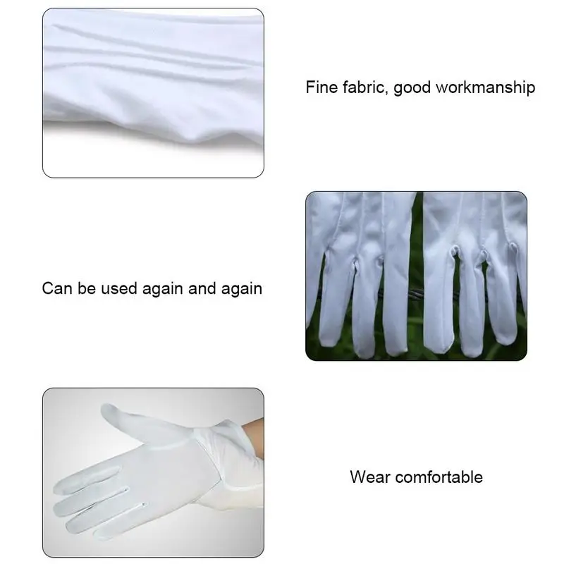 White Cotton Gloves Men Formal Tuxedo Uniform Gloves Honor Guard Parade Ceremony Costume Cosplay