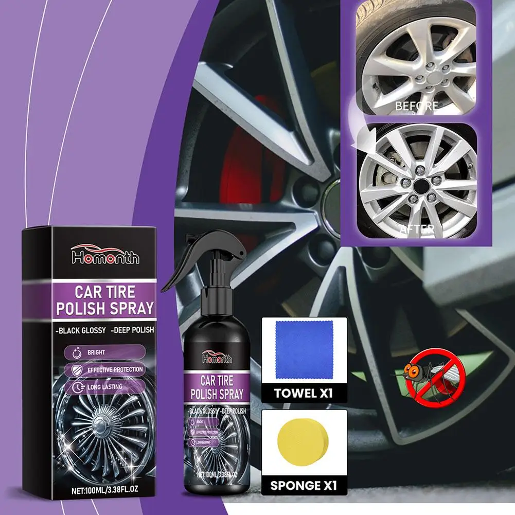 Car Tyre Gloss Tire Coating Spray Hydrophobic Sealant Wax For Car Wheel Auto Care Re-black Shine Chemistry Filler L1m6