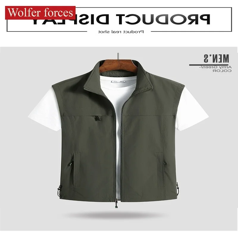 Bomber Jacket Men Sleeveless Men's Work Clothes Windbreaker Fishing Wear Fishing Vest Camping Bigsize Fashionable Mesh