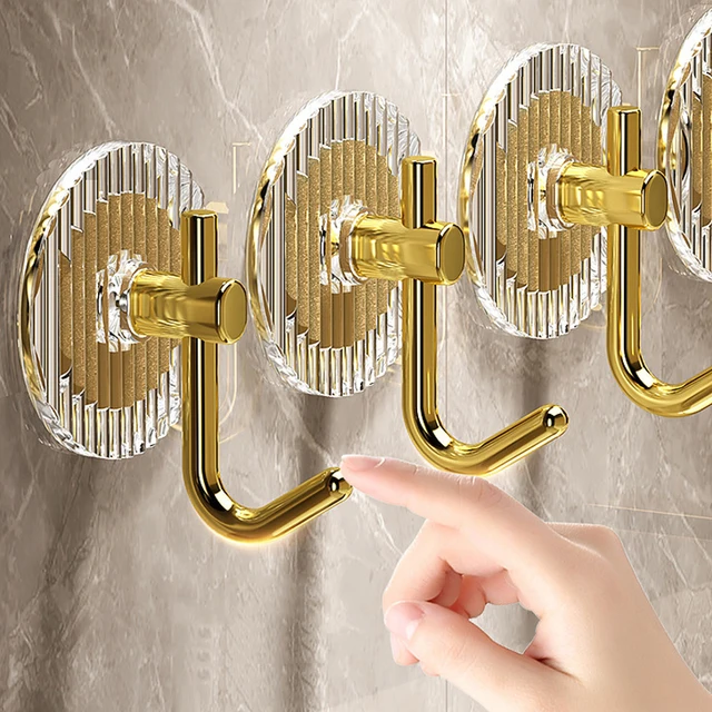 1-3PCS Adhesive Wall Hooks Acrylic Shower Hooks for Hanging Gold Self-adhesive  Hooks Towel Holder Bathroom Accessories - AliExpress