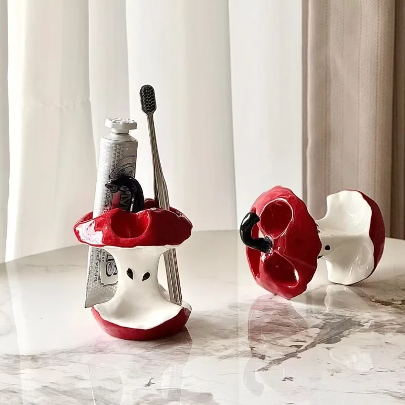 Ceramic Toothbrush Holder Creative Apple Core Shaped Toothpaste