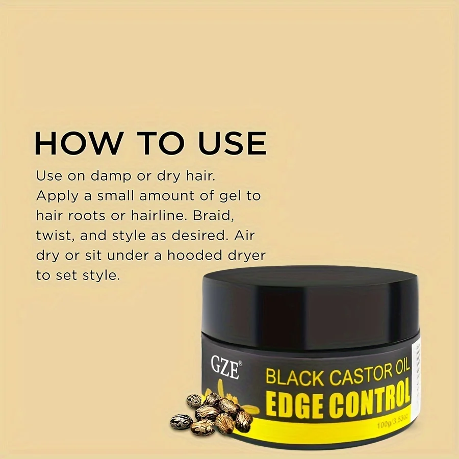 GZE African Black Castor Extra Hold Braid,Contains Black Castor Oil & Coconut Oil Edge Control, Hair Wax Gel for Women 3