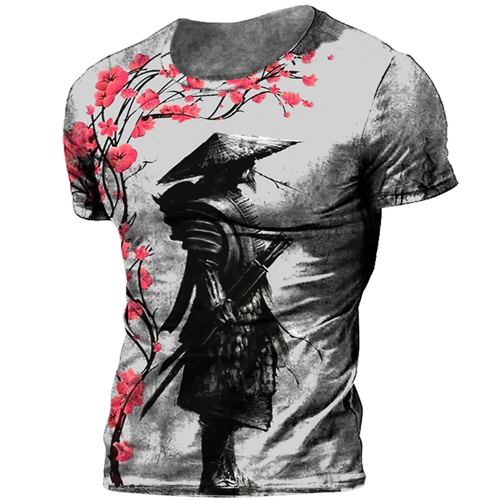Japanischen Samurai T-shirt 3D Japan Stil Print Kurzarm Tops Tees Casual Retro männer T shirt Übergroßen Vintage Männer der Kleidung