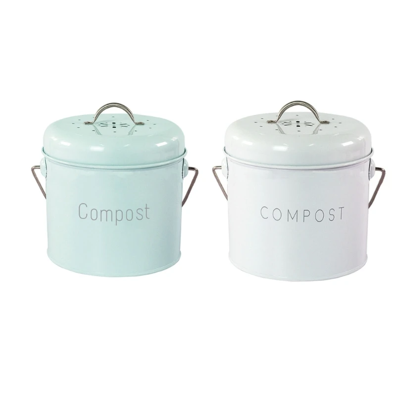 2022 Nuovo Cestino Per Compost Da Cucina Per Secchio Per Compost Da Appoggio Da Cucina Per Cucina Con Coperchio Include Filtro A Carbone Verde/Bianco