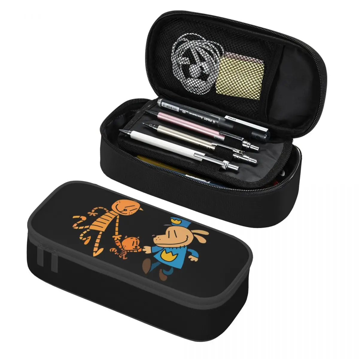 Dog Man Lil Petey And Big Petey Fan Art Pencil Cases Large Storage Pen Bags Pen Box Pencil Pouch For Boys Girls Students pencil cases,stationery box,pen storage bag