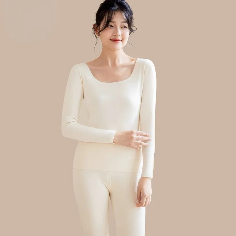 2023 New Thermal Underwear Ladies Suit Elastic U-neck Autumn Clothes Women Wear Bottoming Clothes Autumn Winter Warm Sleepwear