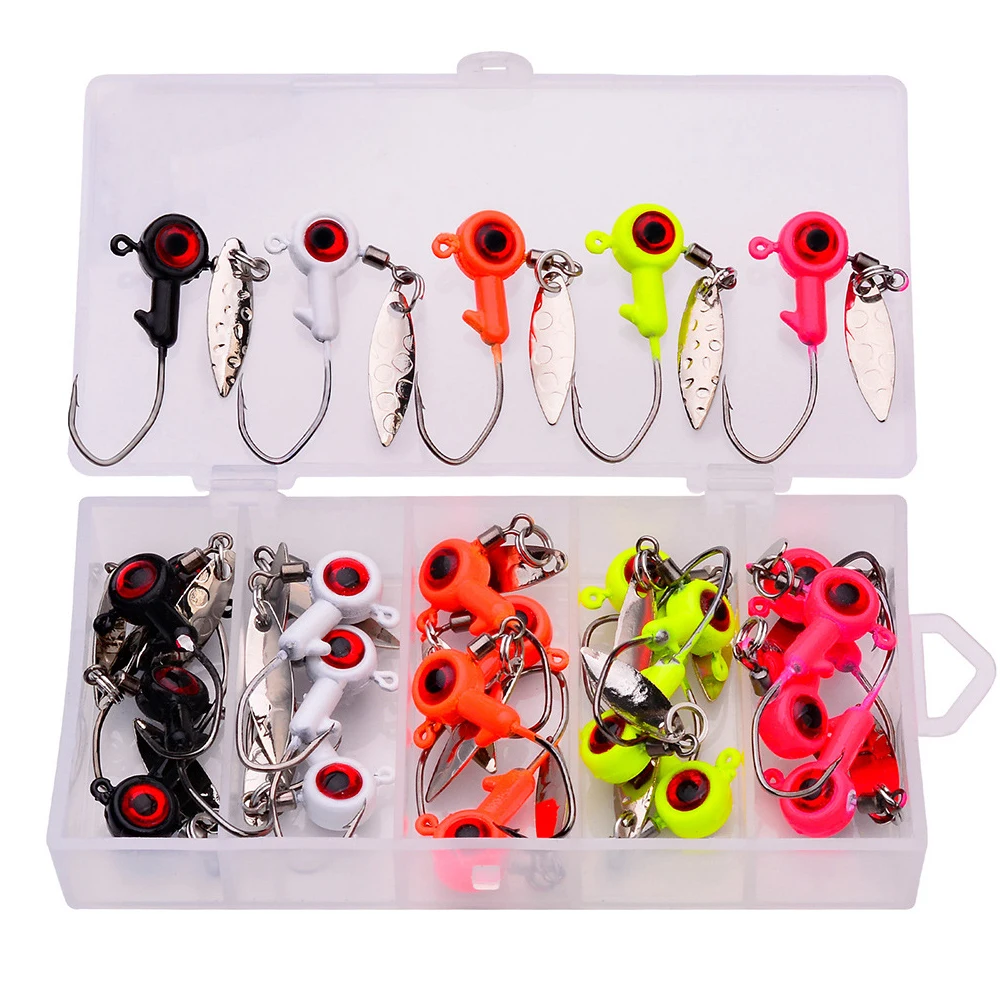 

25PCS/box Jig Head Hook 1.4g 1.6g 3g Fishing Hook colored Jig Lure Hard Baits Soft Worm Fishing Tackle For Soft Worm Fishing