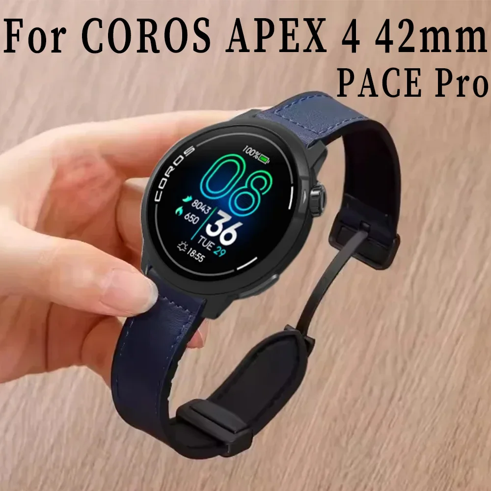 Leather and Silicone Strap with Magnetic Buckle, 20mm/22mm,