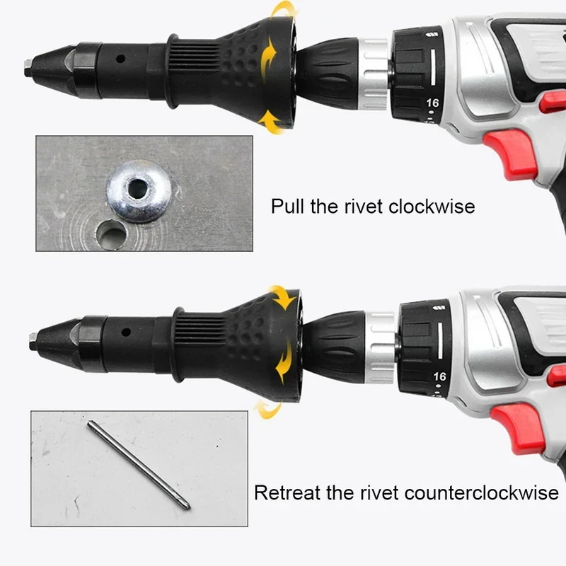 Electric Rivet Nut Gun Pull Drill Riveter Conversion Adapter Cordless Nozzle Nut Tool Manual Nail Gun Riveting