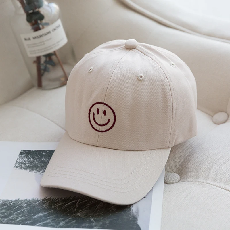Sun Hats Ladies Baseball Caps 1pc Smile Face Baseball Cap Lettering Embroidery Cap Sunscreen Hat Light Weight Adjustable Hat for Daily Use
