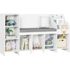 Bookcase with Seat Cushion and Adjustable Shelf, Storage Bench with Book Rack for Bedroom, Entryway,Playroom 3