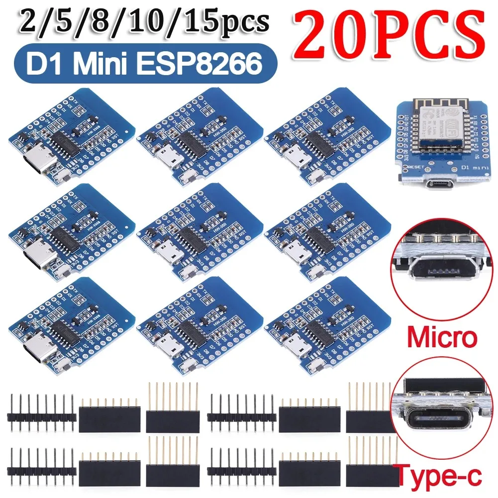 1-20PCS-D1-Mini-ESP8266-ESP-12F-USB-WeMos-Nodemcu-Lua-WIFI-Development ...
