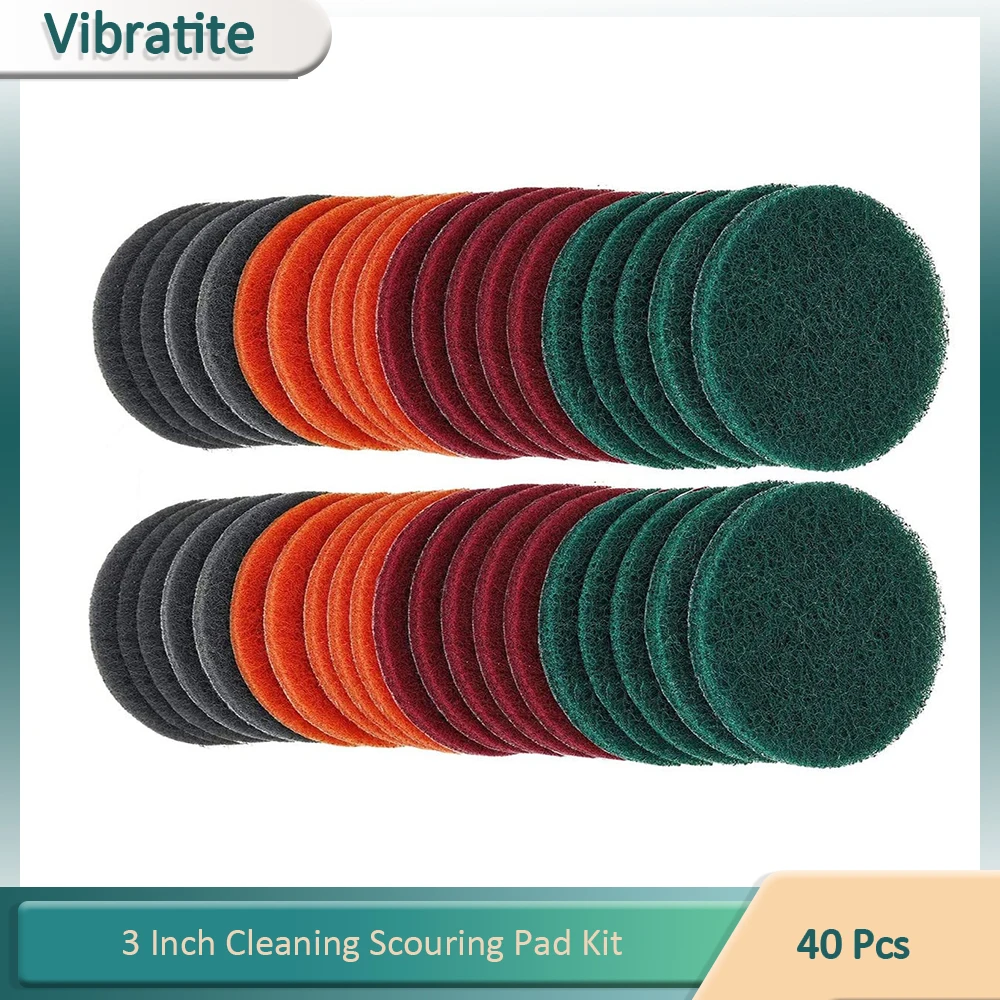 40 PCS 3 inch Scrub Pads Headlight Restoration Kit Scouring Pad Hook and Loop for Car Hub Cleaning Auto Polishing and Sanding