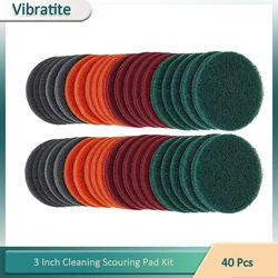 40 PCS 3 inch Scrub Pads Headlight Restoration Kit Scouring Pad Hook and Loop for Car Hub Cleaning Auto Polishing and Sanding