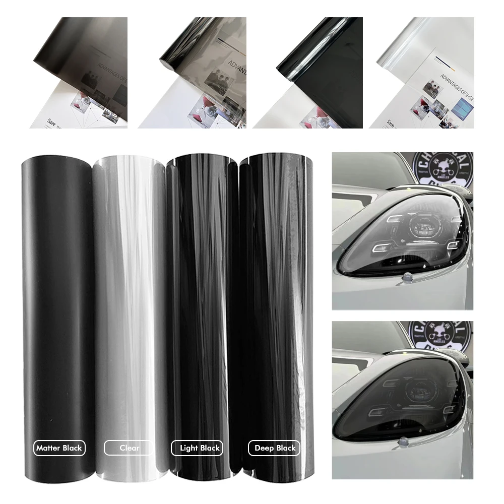

Блестящая прозрачная зеркальная виниловая пленка с черным дымом, оттенок, водонепроницаемая пленка для передних фар, задних фар, защитная пленка, Бронированная пленка для автомобиля