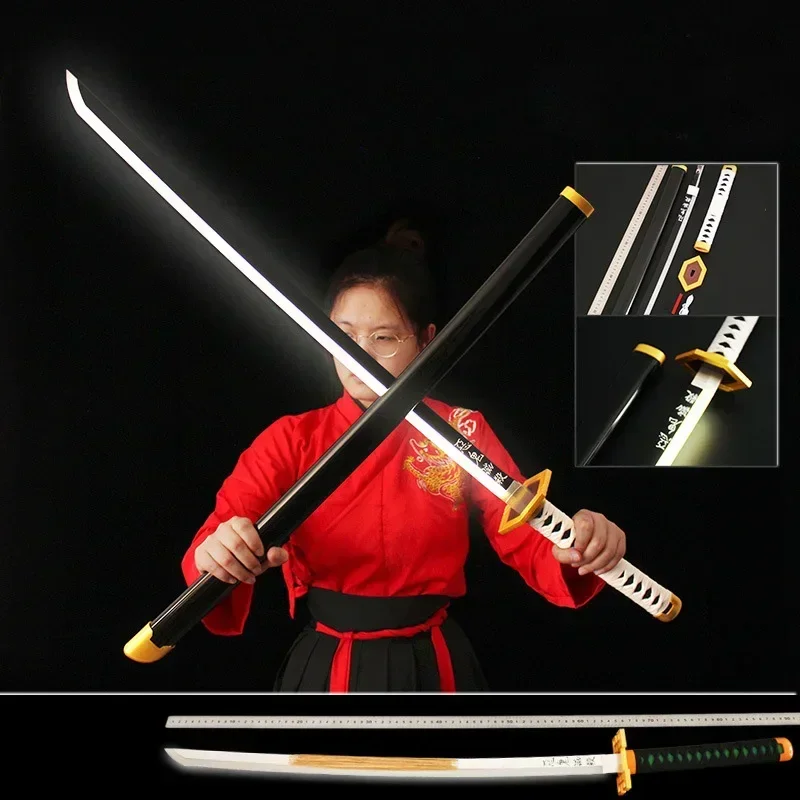 104cm Demon Slayer Anime Katana Nichirin Blade Wooden Samurai Sword Charge Luminescence Weapon Model for Cosplay Gifts Toys Boys 2