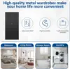 Metal Armoire Wardrobe Closet with 2 Doors 72''Wardrobe Cabinet with Drawers & Hanging Rail Metal Closet with Adjustable Shelves 6